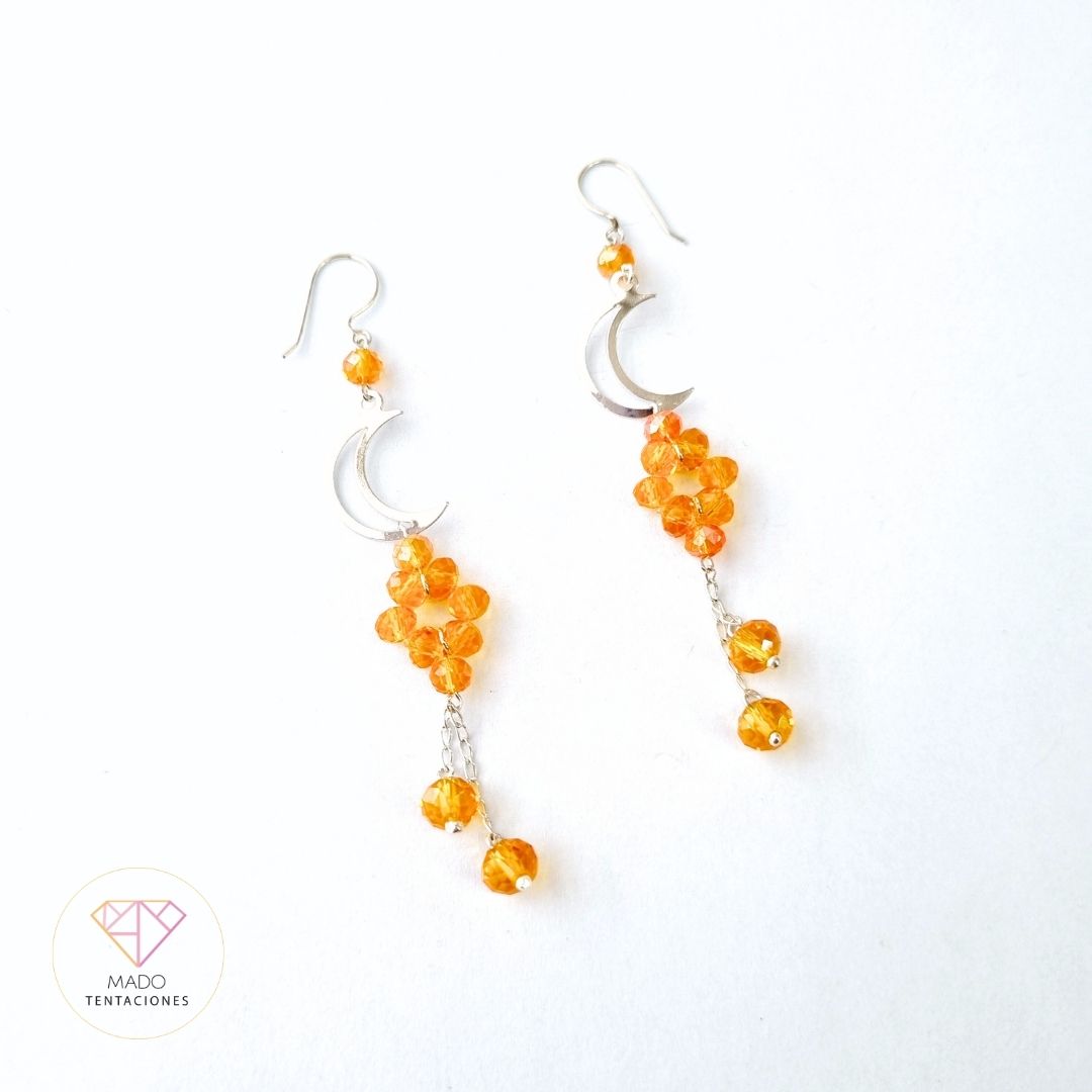Aretes Luna Creciente Ámbar