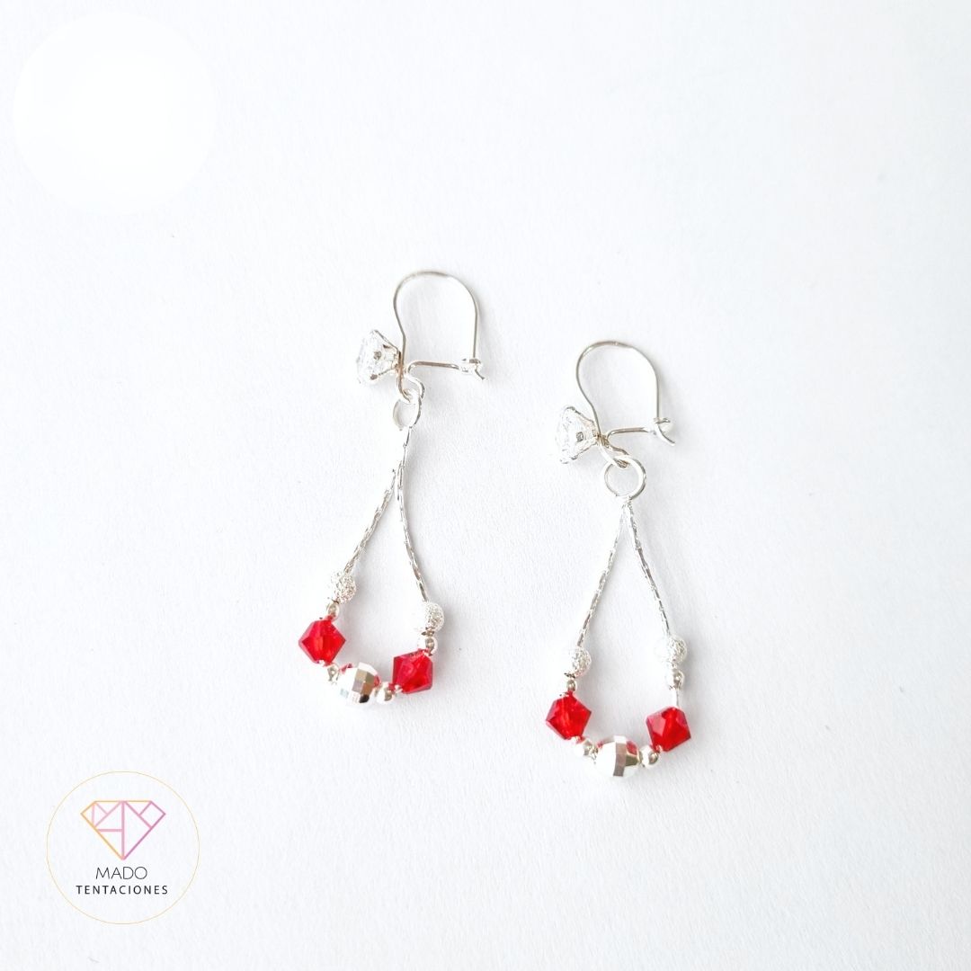 Aretes Destello Carmesí Plata