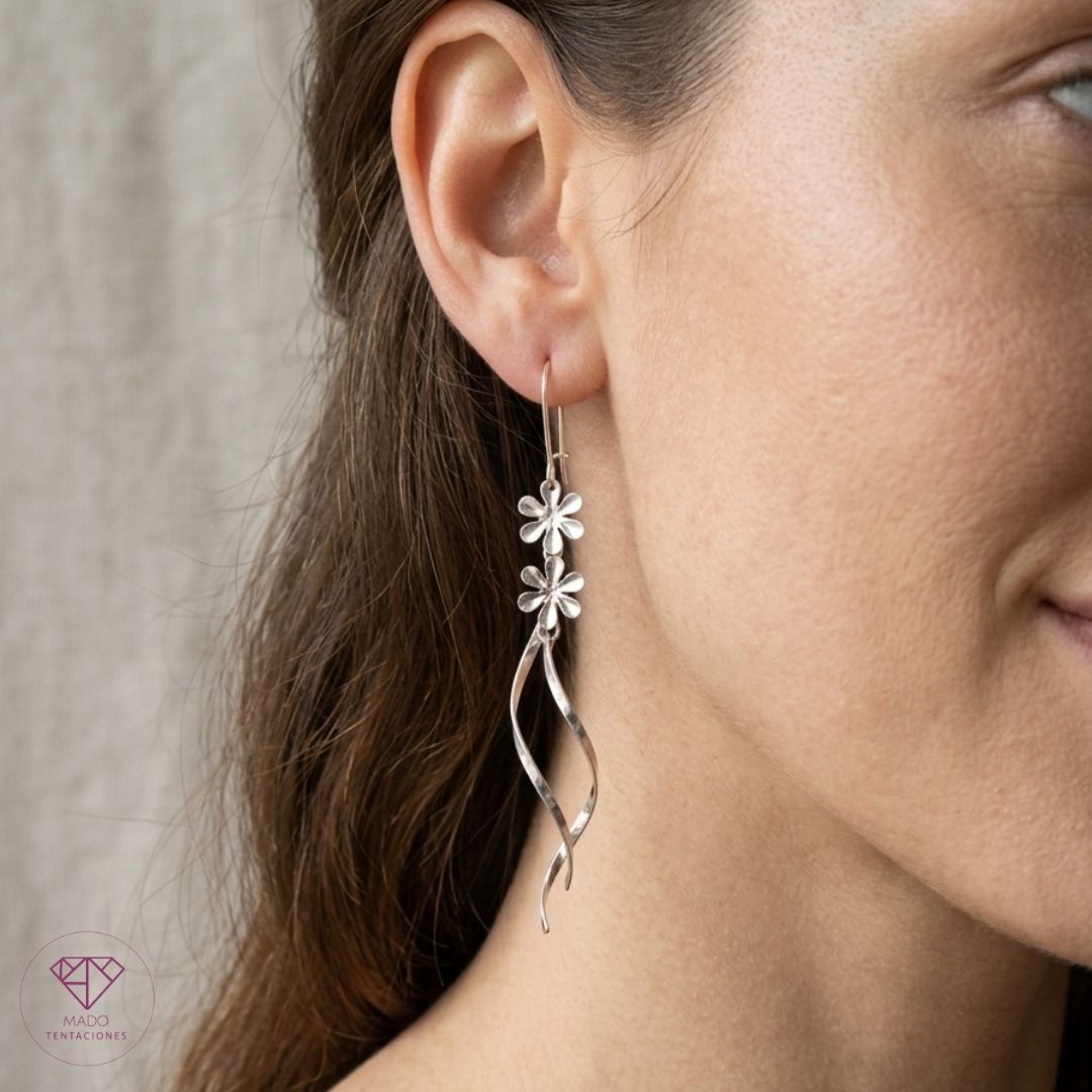 Arracadas Flora Espiral Plata