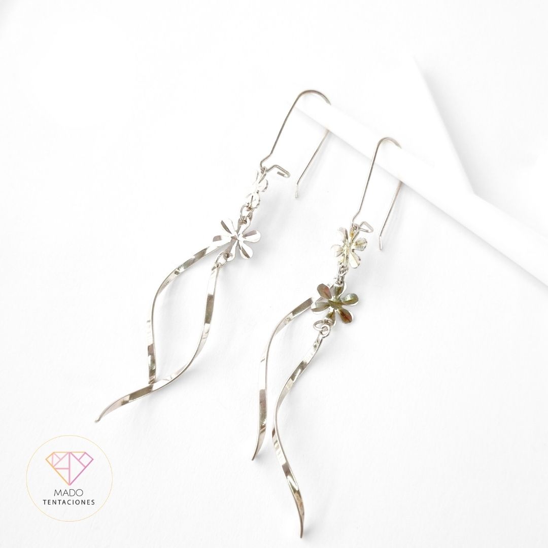 Arracadas Flora Espiral Plata