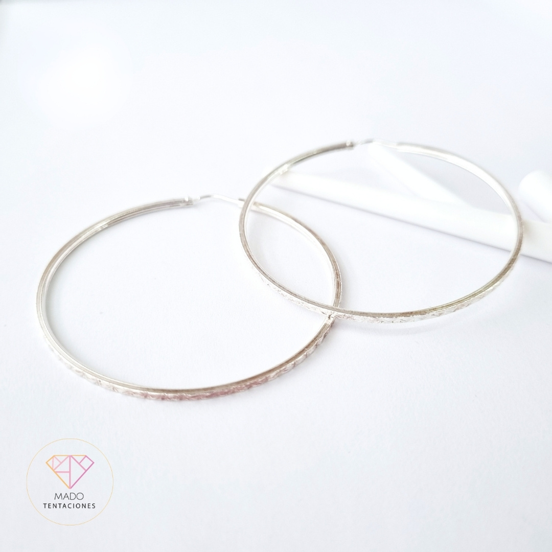 Arracadas Grandes Diamantadas Plata