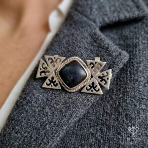 Broche Plata Vintage Ónix