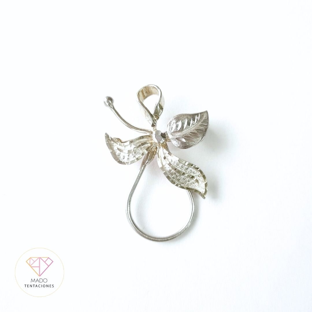 Broche Hoja Plata Texturizada