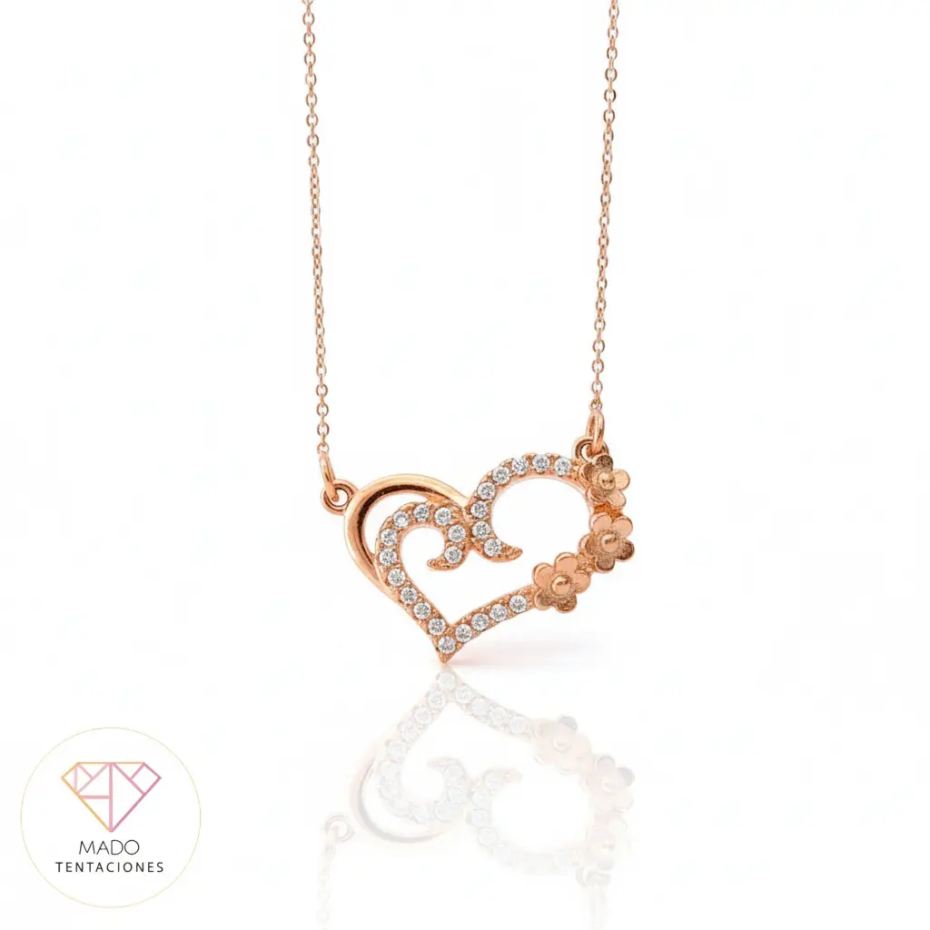 Collar Corazón Floral Brillante