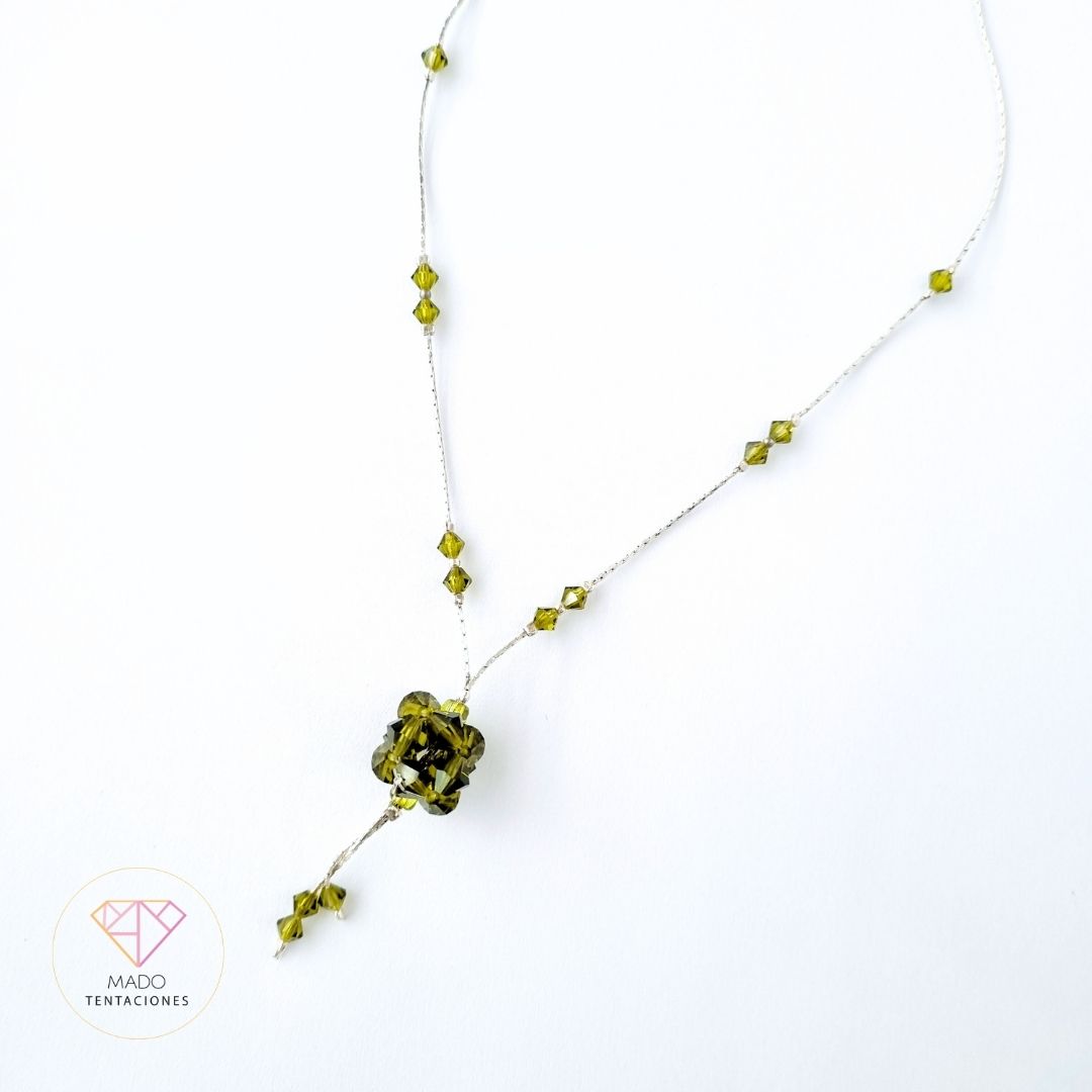 Collar Lariat Flor Esmeralda