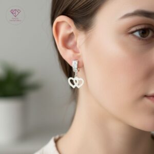 Aretes Plata Corazones Entrelazados