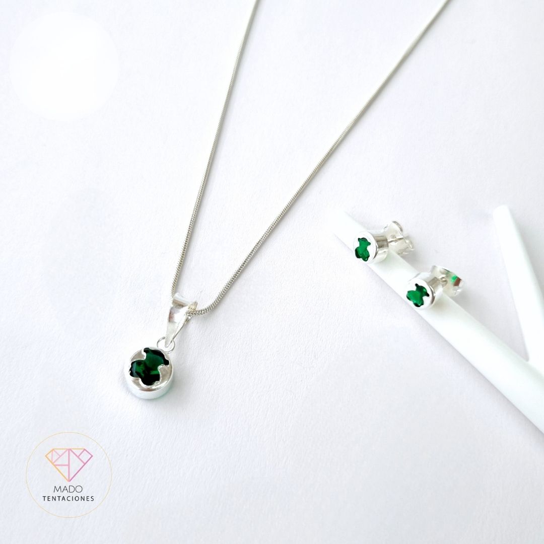 Dúo Osito Esmeralda de Plata