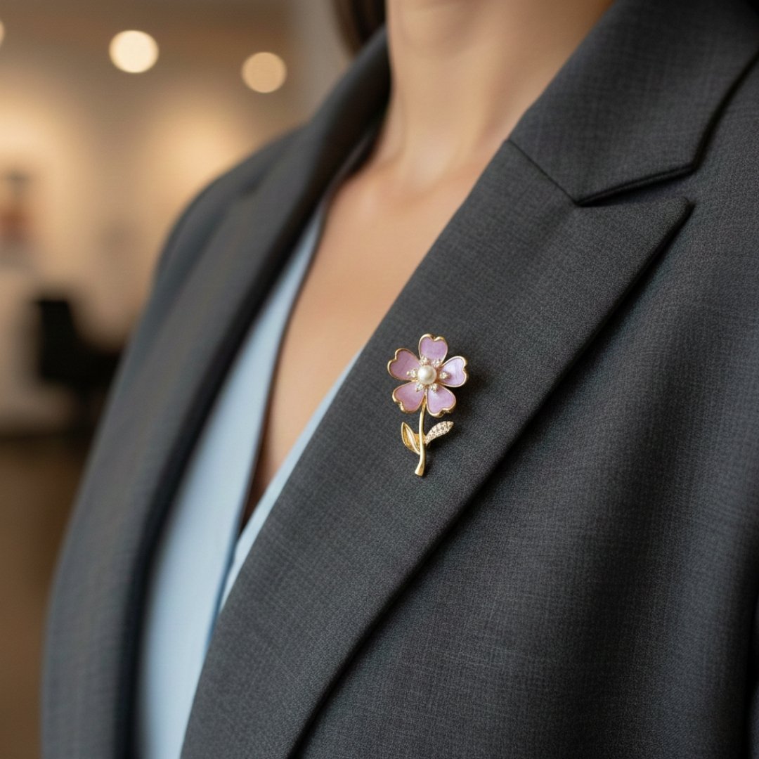 Broche Flor Madreperla Violeta
