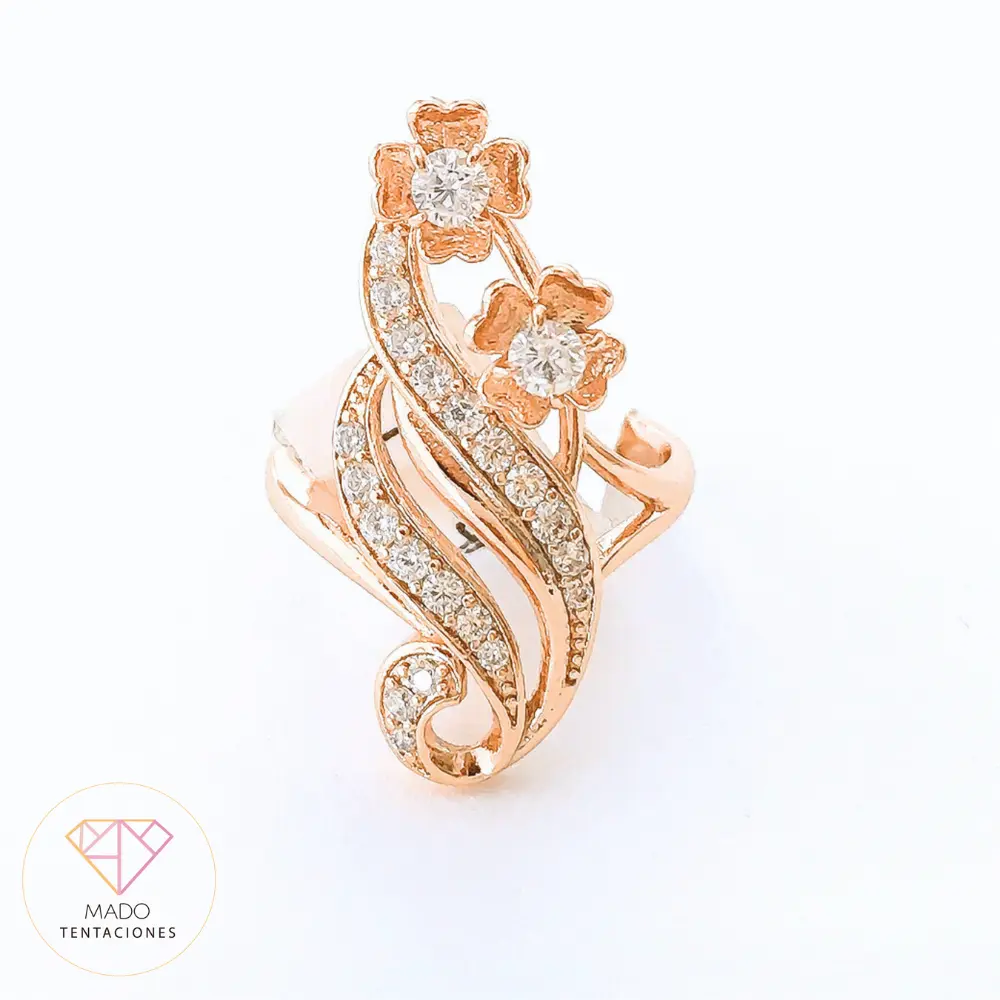 Anillo Onda Trébol Dorado #7