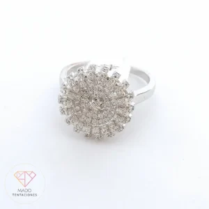 Anillo Botón Pavé #7.5