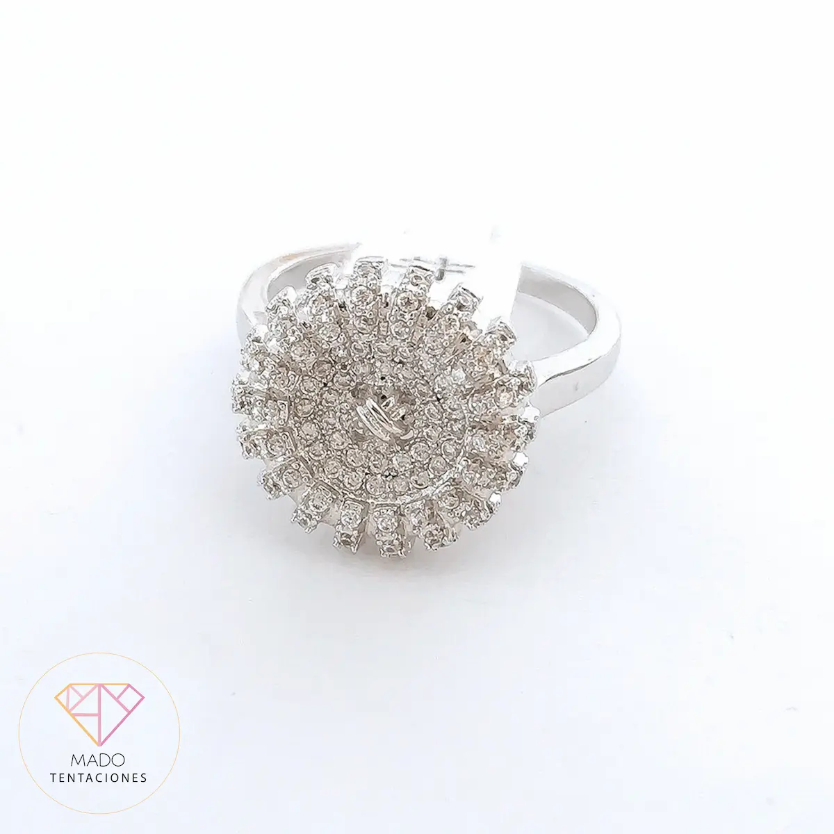 Anillo Botón Pavé #7.5