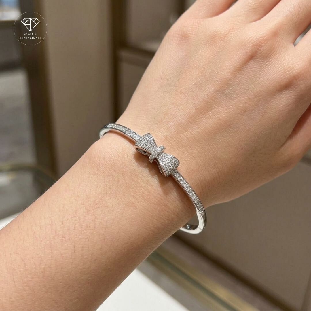 Brazalete Lazo Glam Plateado