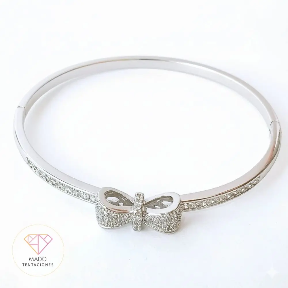 Brazalete Lazo Glam Plateado