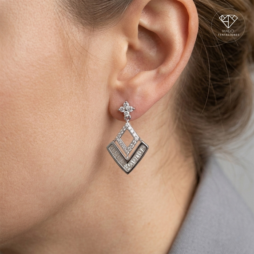 Aretes Broquel Rombo Baguette