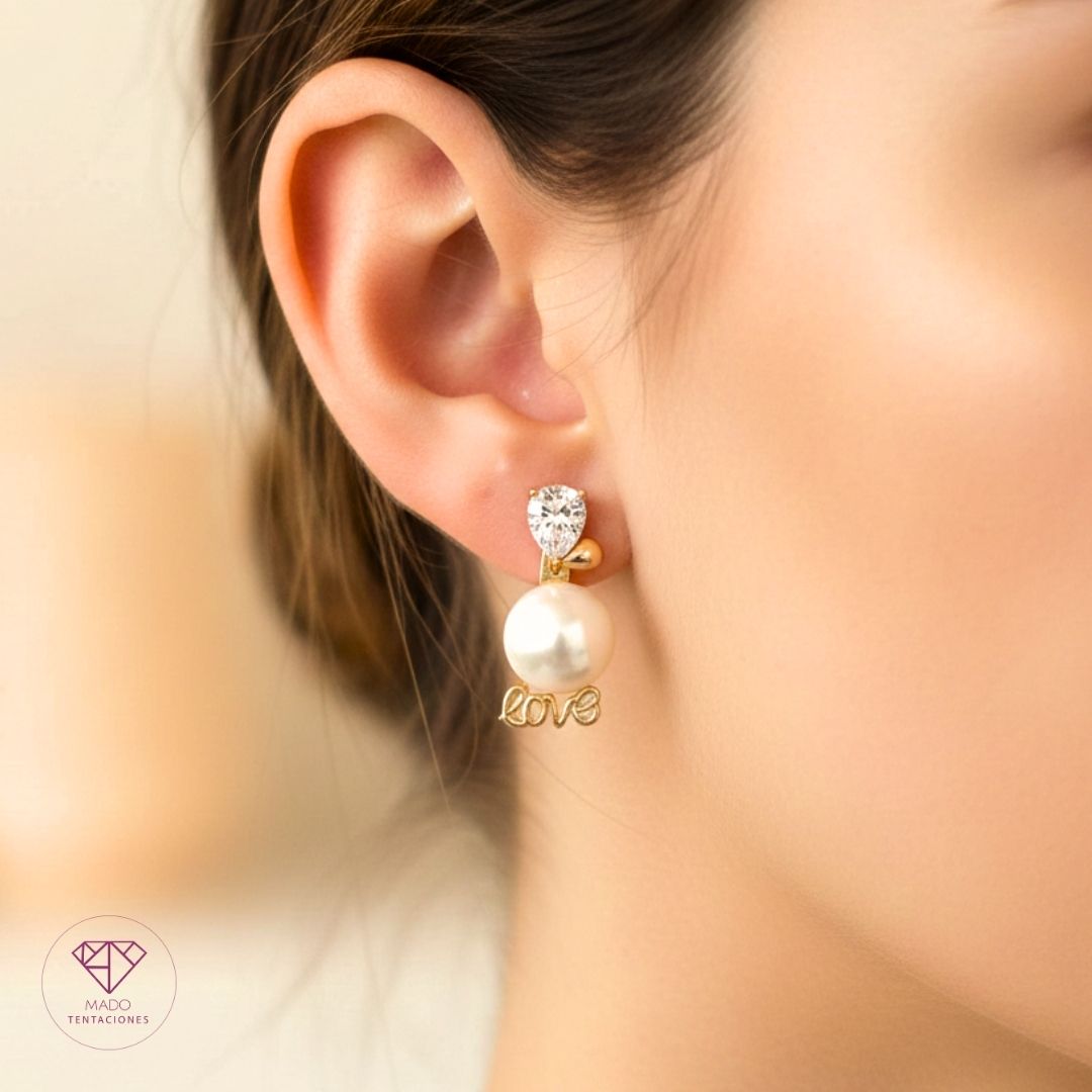 Aretes Broquel Love Pearl