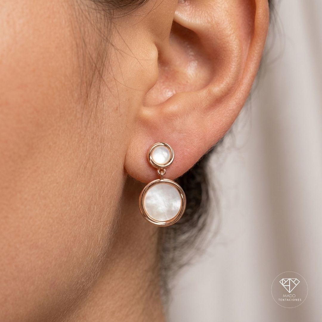 Aretes Broquel Círculos Nácar