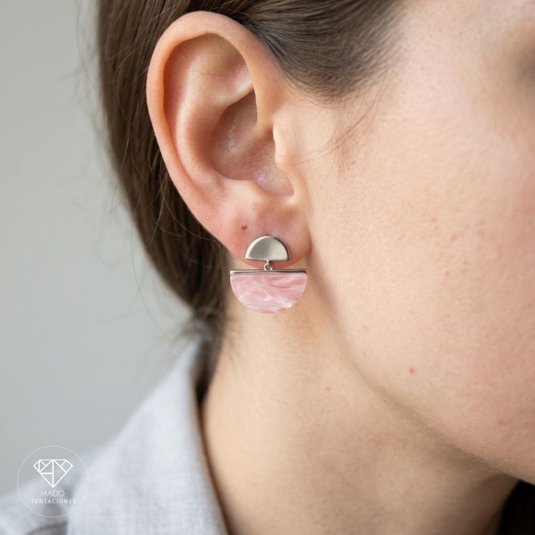 Aretes Broquel Semicírculo Blush