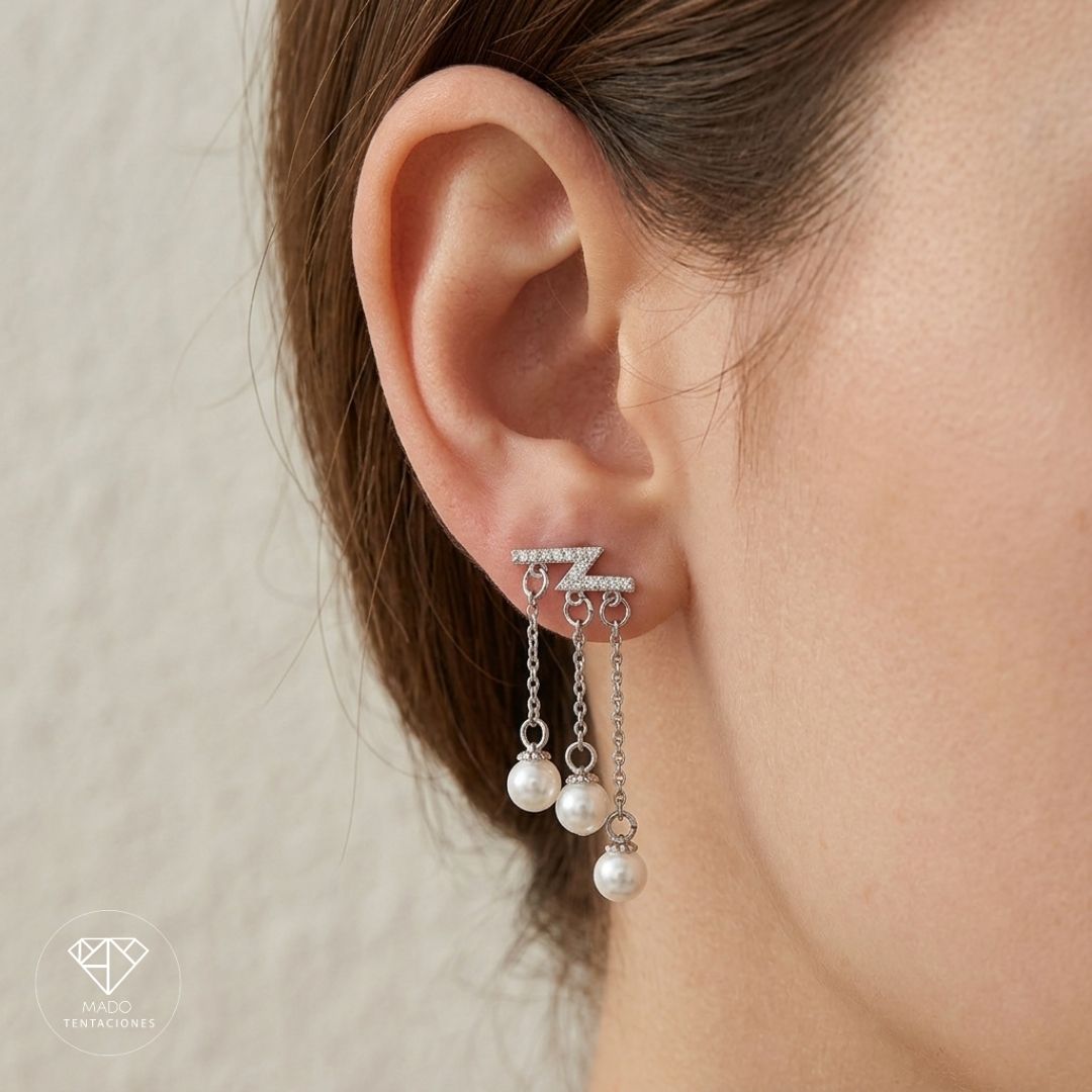 Aretes Broquel Cascata Perlas Z