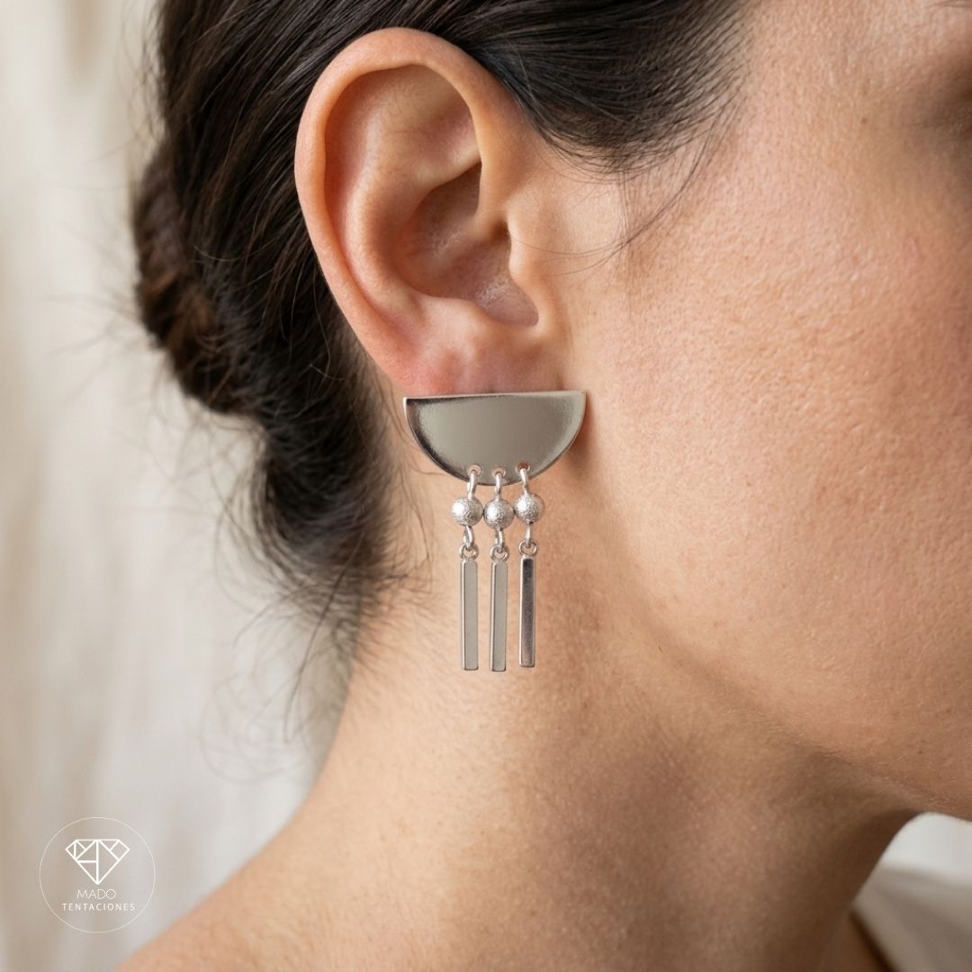 Aretes Broquel Luna Flecos