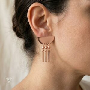 Aretes Broquel Luna Flecos Rose