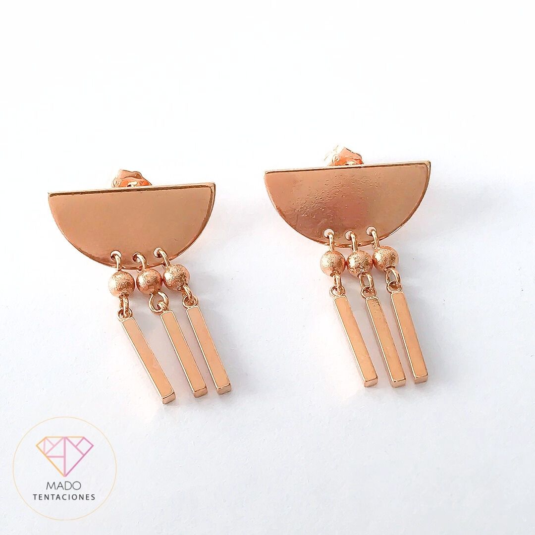 Aretes Broquel Luna Flecos Rose