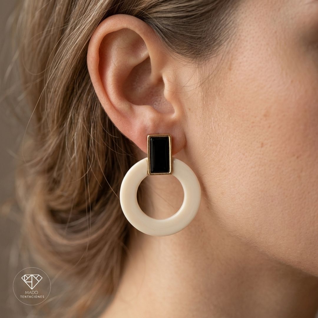 Aretes Broquel Ónix Alabastro