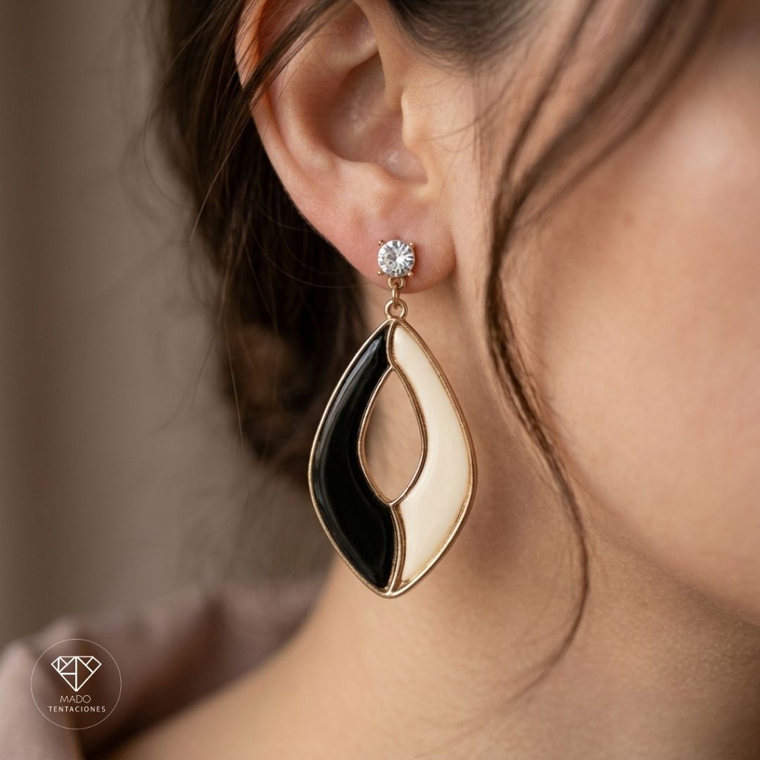 Aretes Broquel Gota Yin Yang