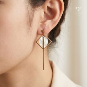 Aretes Broquel Rombo Nácar