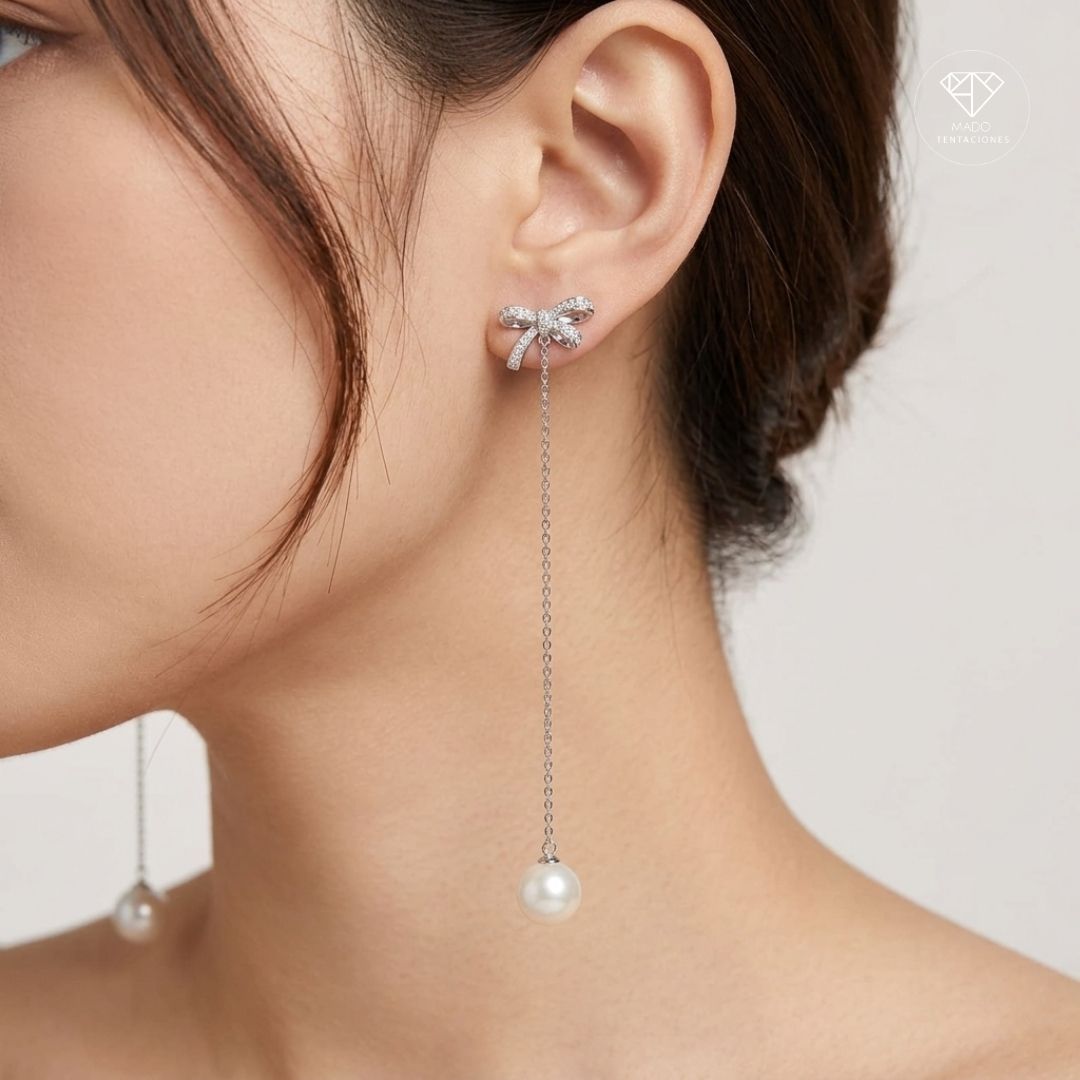 Aretes Broquel Moño Perla