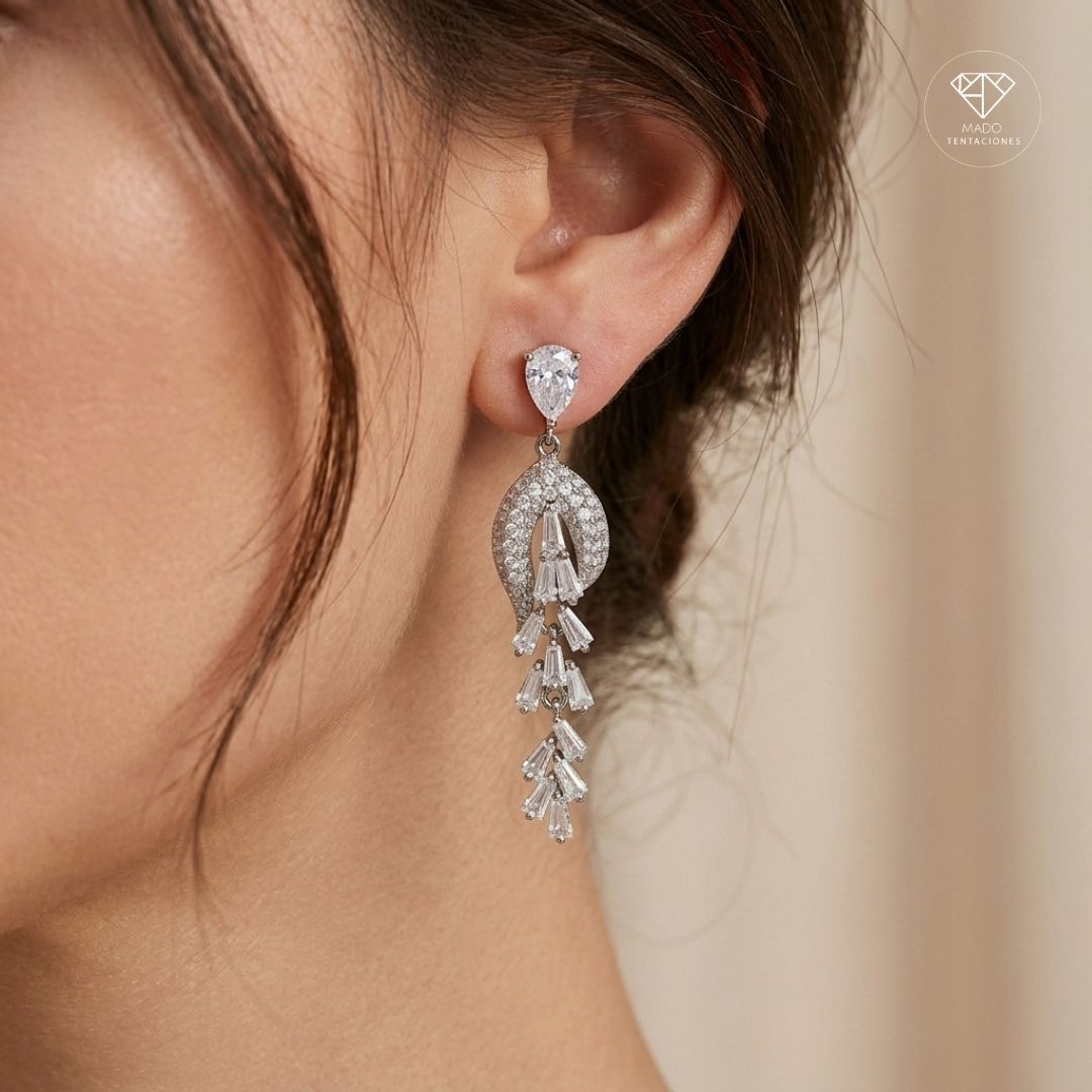 Aretes Broquel Cascada Baguette
