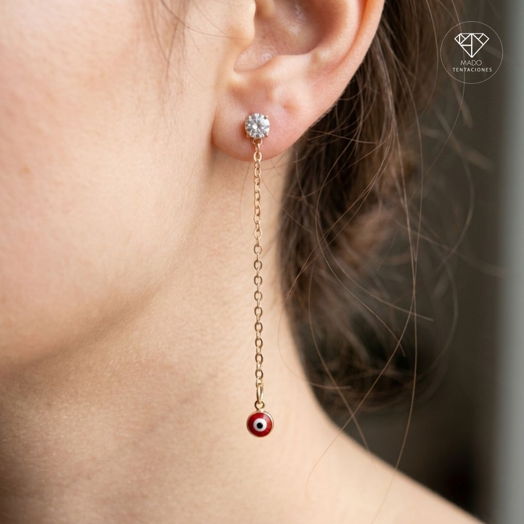 Aretes Broquel Ojo Turco Red