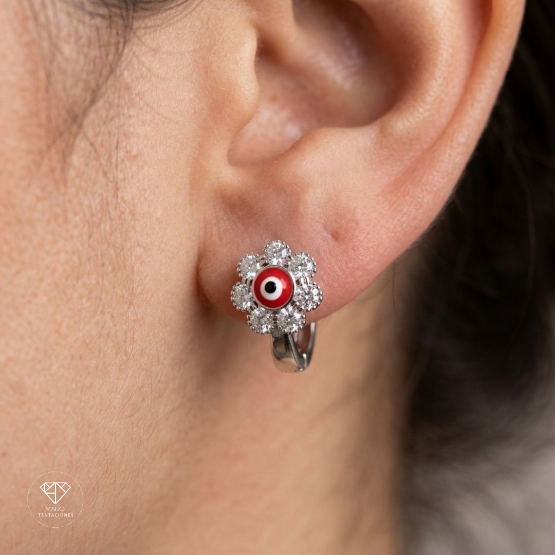 Aretes Flor Ojo Turco