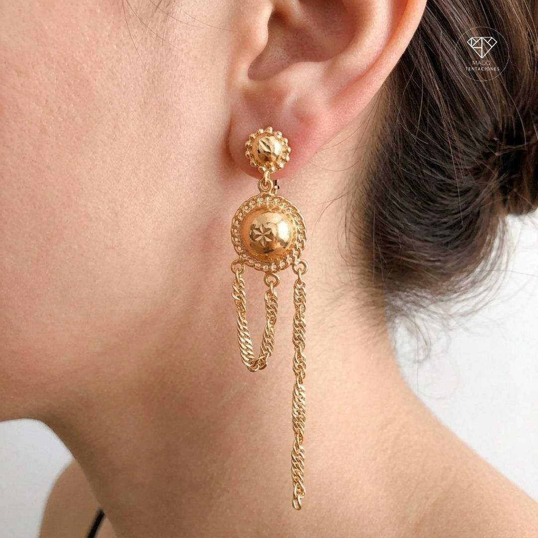 Aretes Largos Cadenas Cascabel