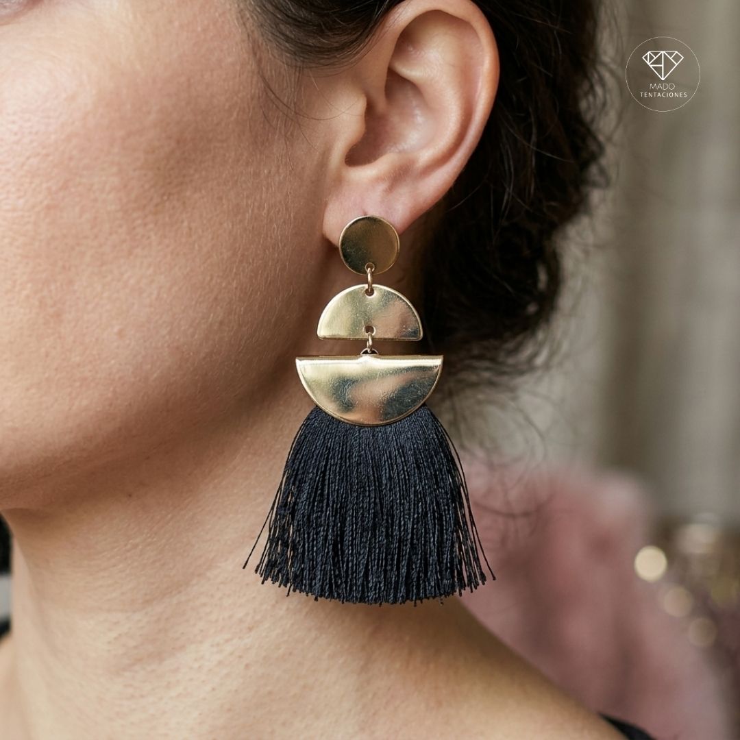 Aretes Largos Borla Étnica
