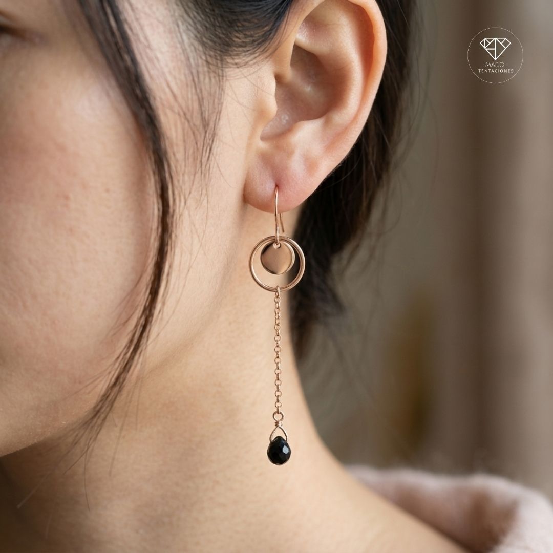 Aretes Largos Círculos Ébano