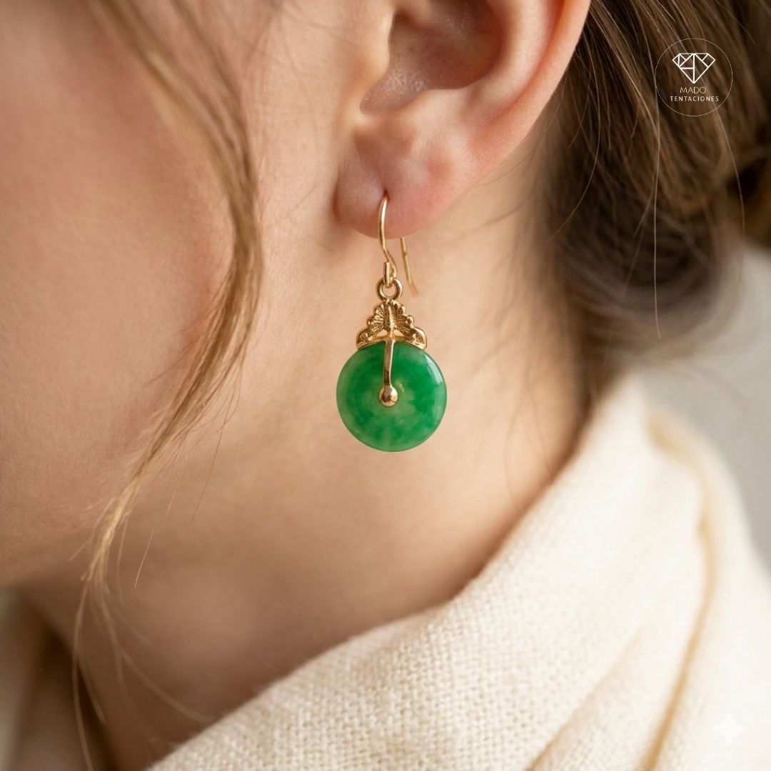Aretes Gancho Jade Imperial