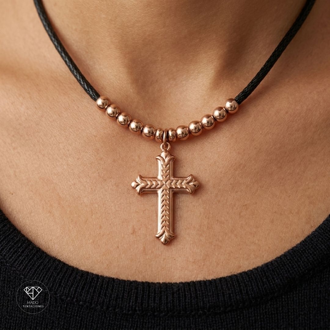 Gargantilla Cruz Texturizada Beads