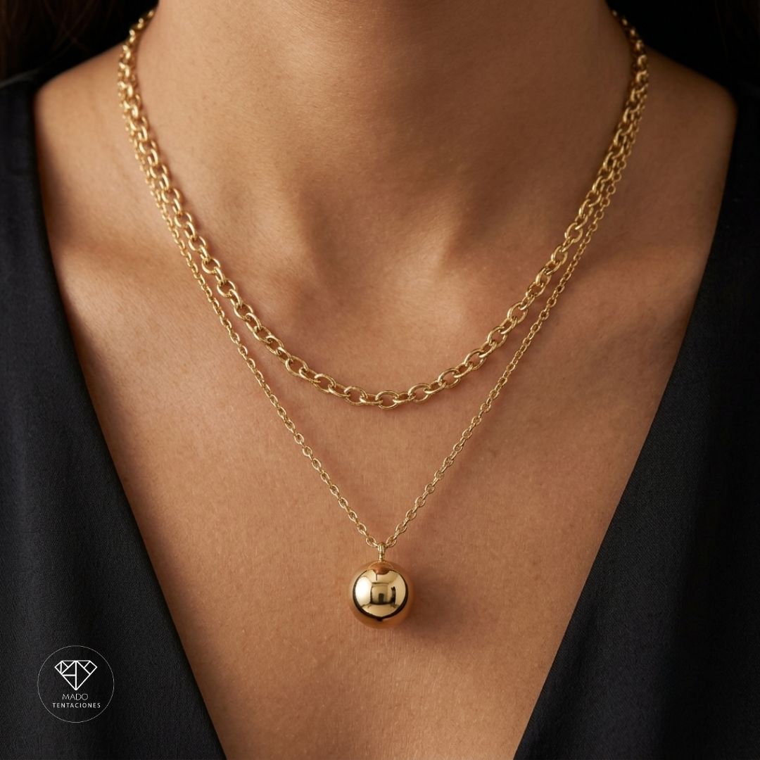 Collar Doble Esfera Minimalista