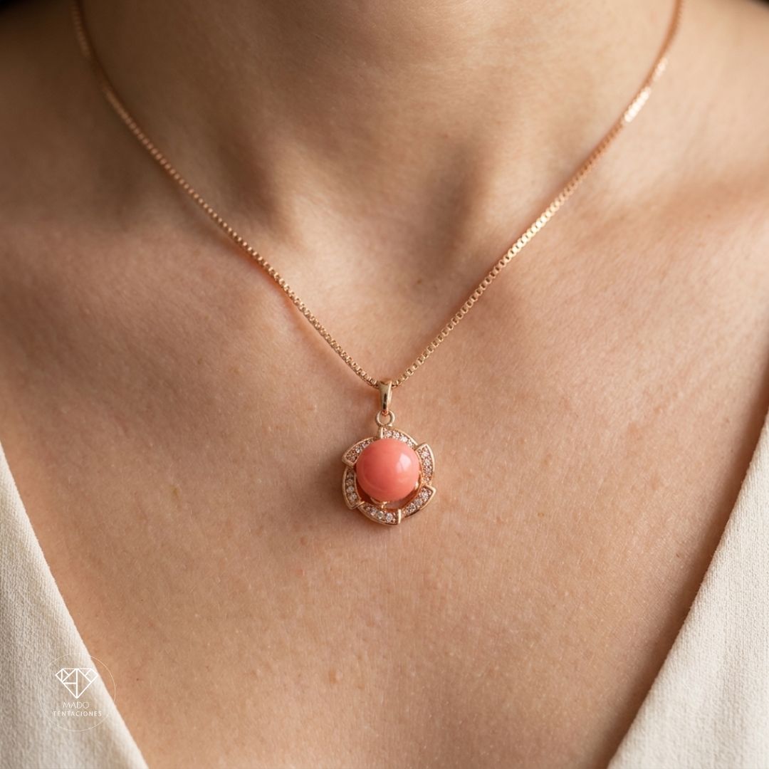 Collar Esfera Coral Rosa