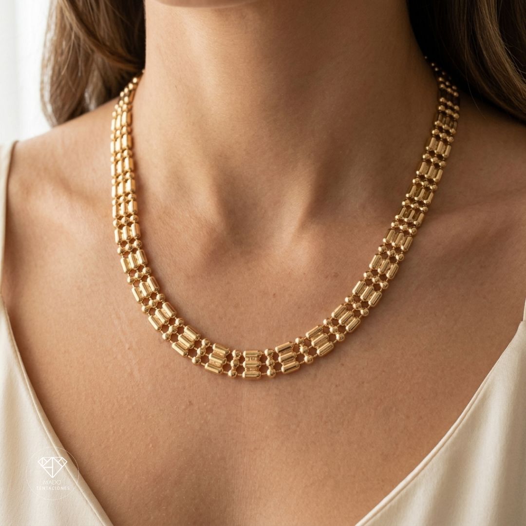 Collar Gargantilla Multicadena Dorada