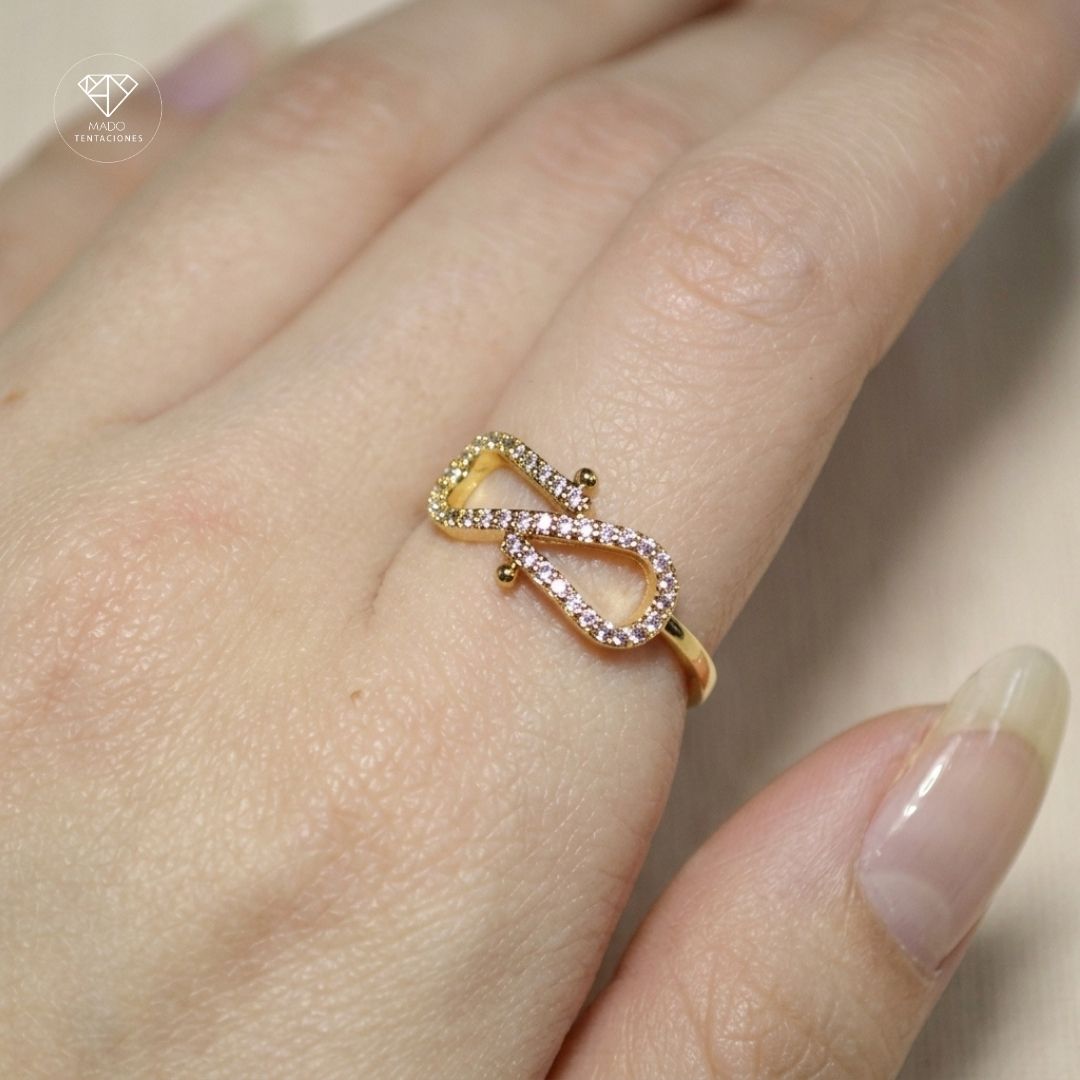 Anillo Mosquetón Nudo Pavé