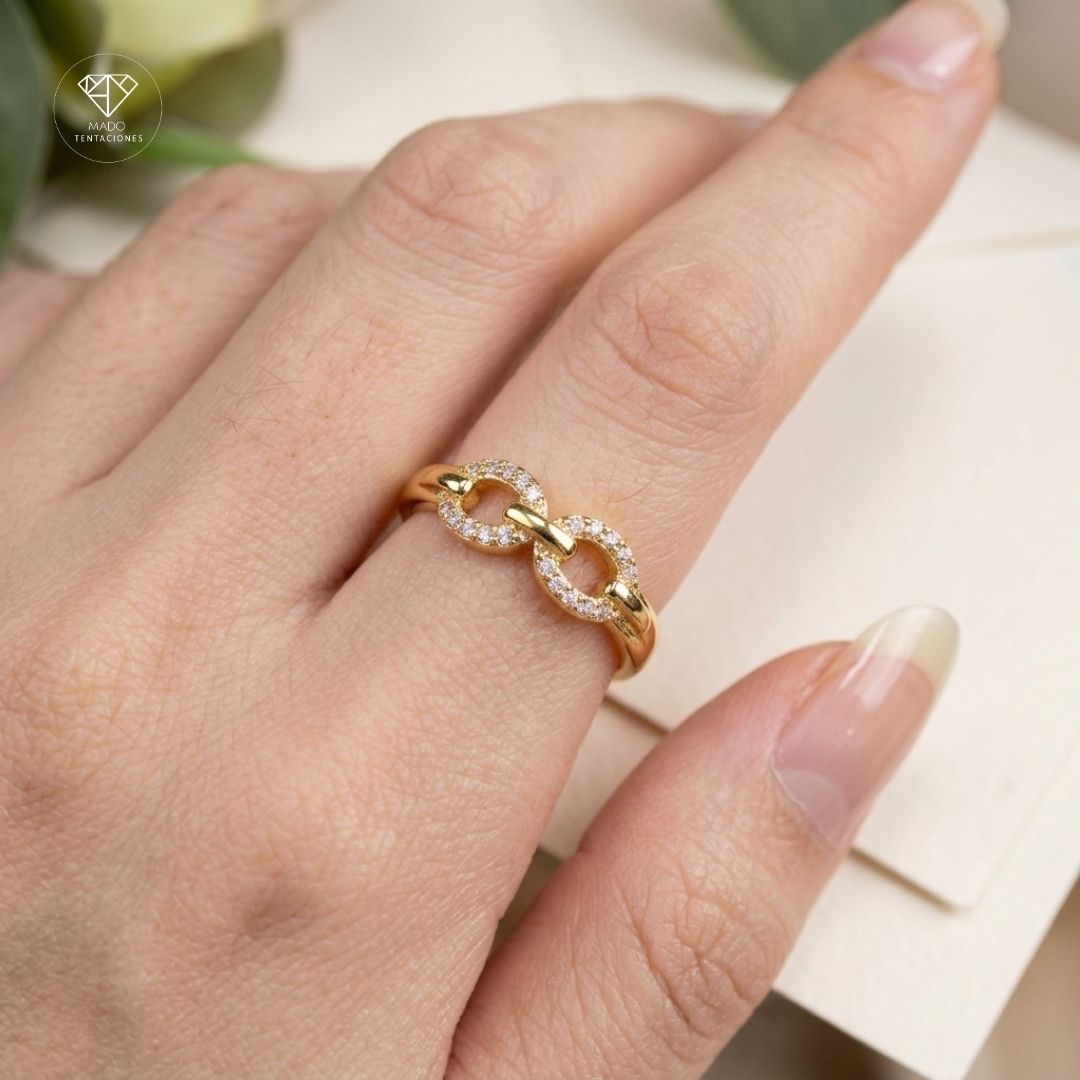 Anillo Cadena Aros Pavé