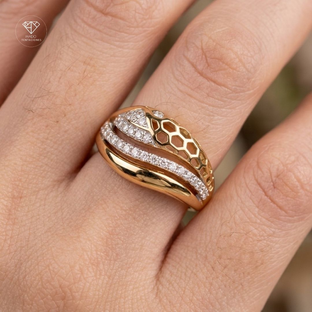 Anillo Serpiente Panal Pavé
