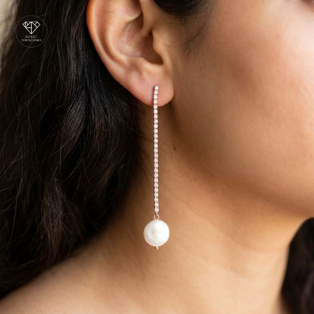 Aretes Largos Perla Elegante