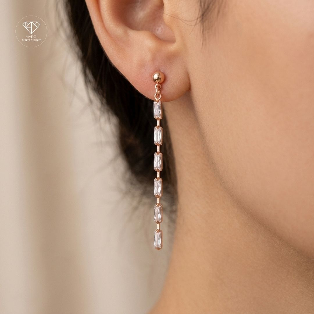 Aretes Largos Cascadas Baguette
