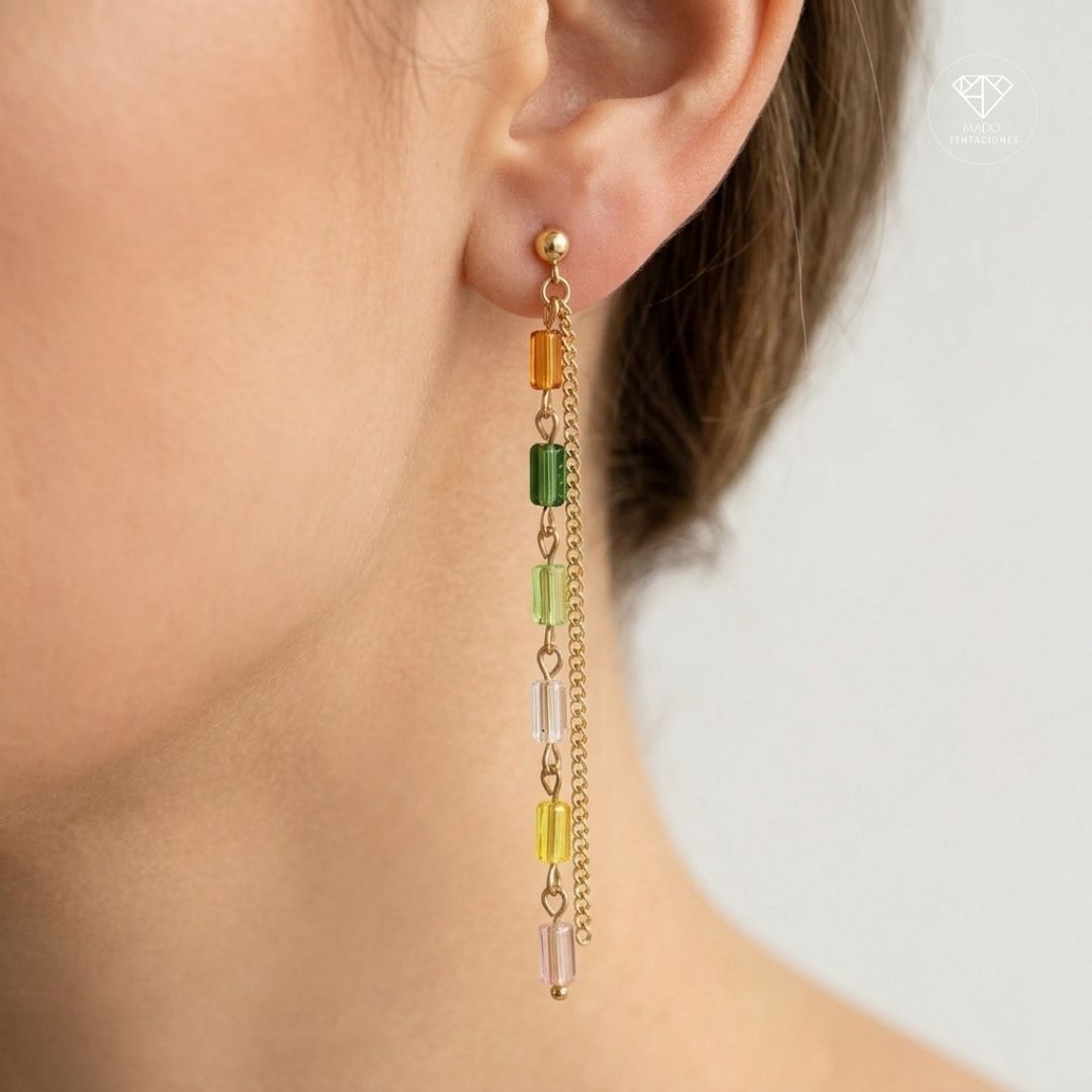 Aretes Largos Multicolor