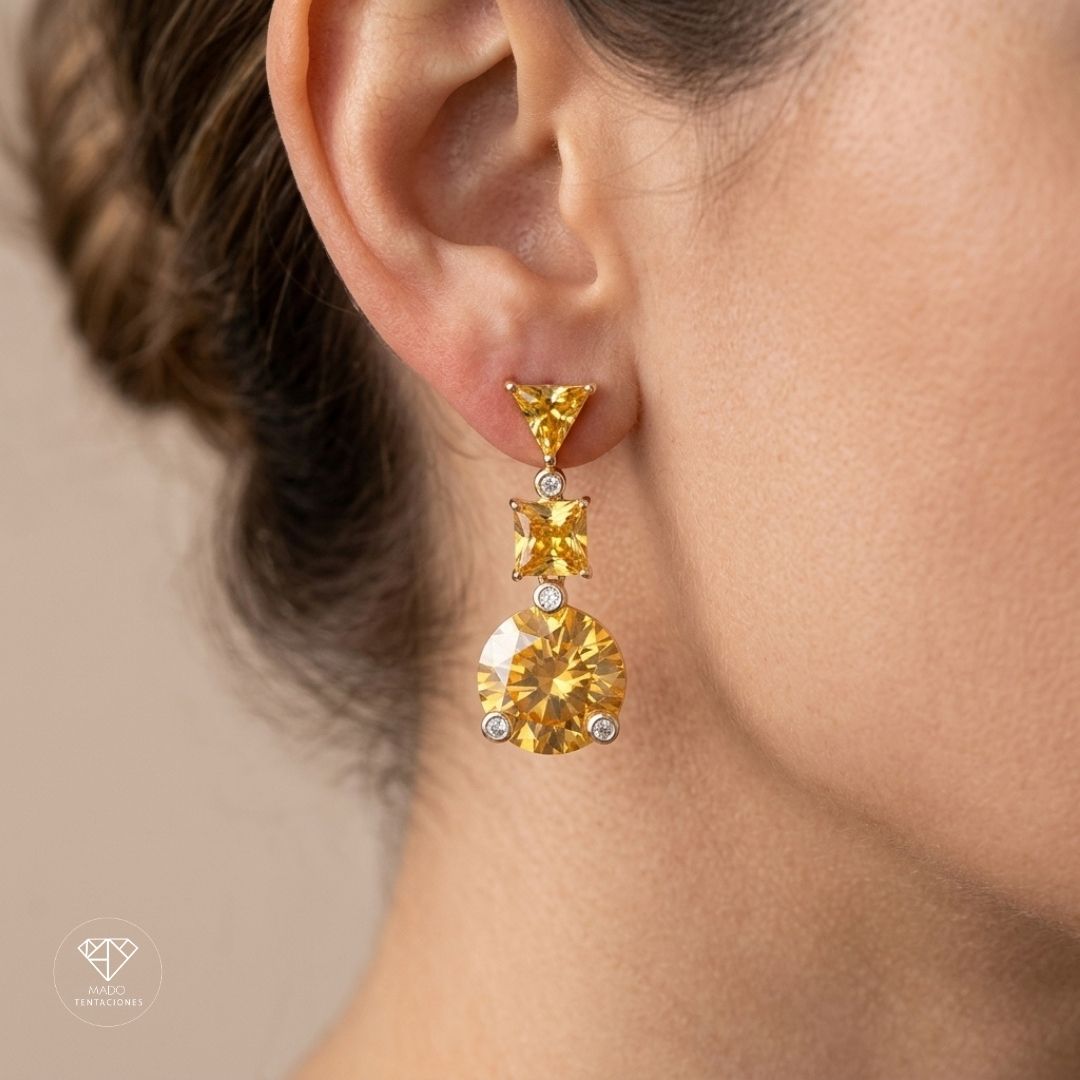 Aretes Broquel Amarillo Citrino