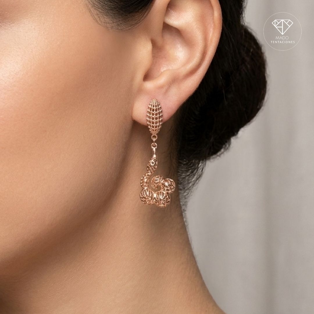 Aretes Broquel Espiral Calado