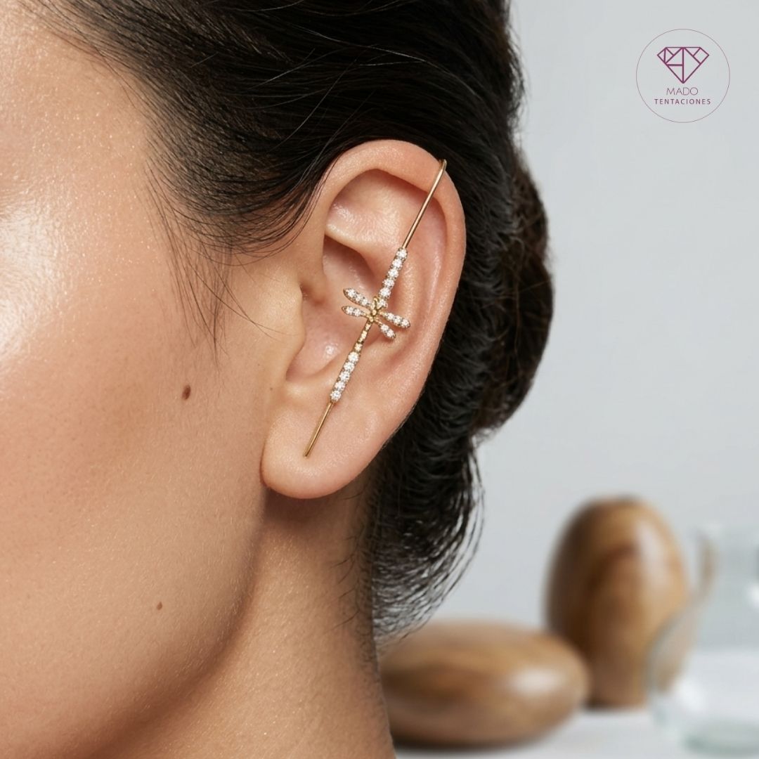 Ear Climber Libélula Pavé