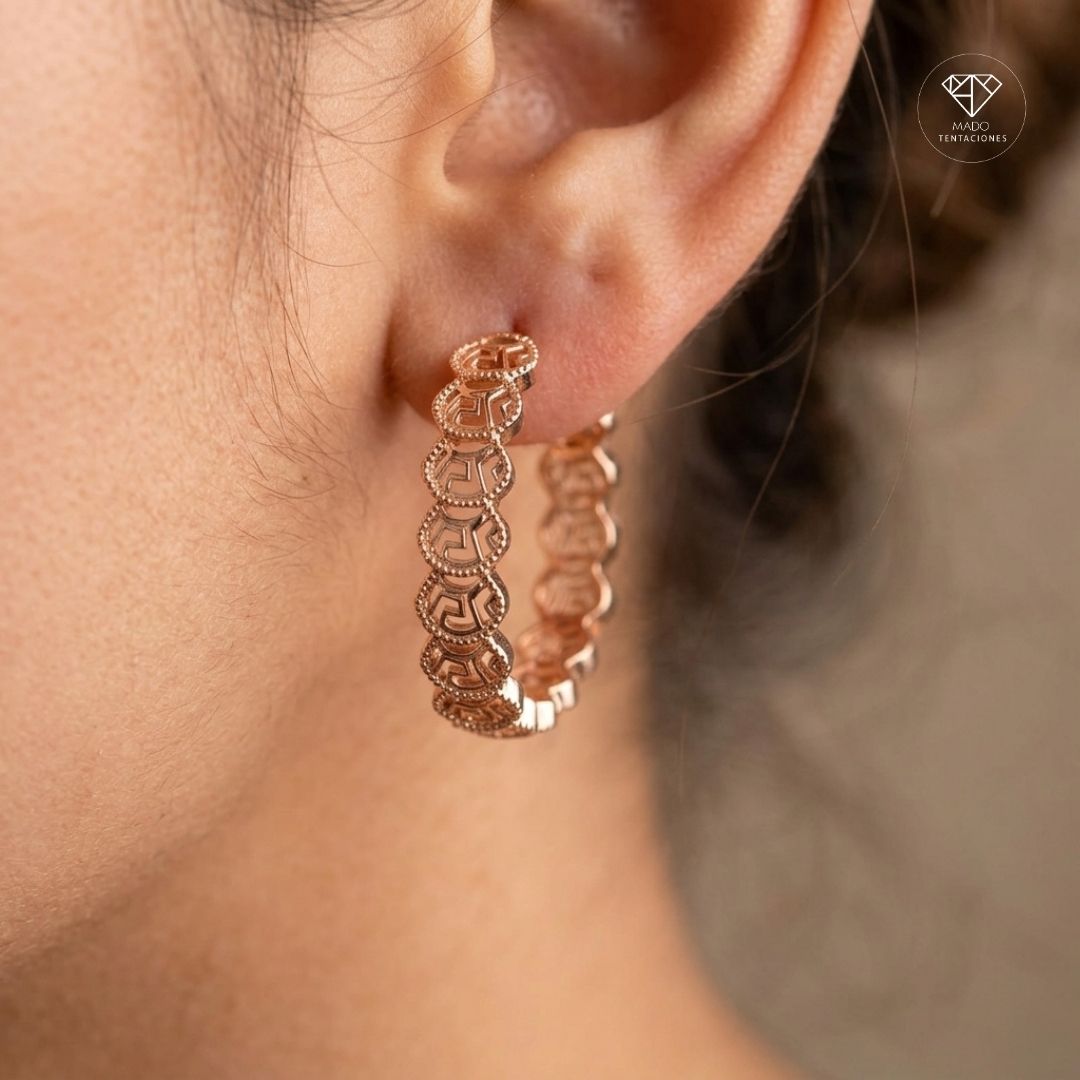 Arracadas Rose Gold Greca Griega